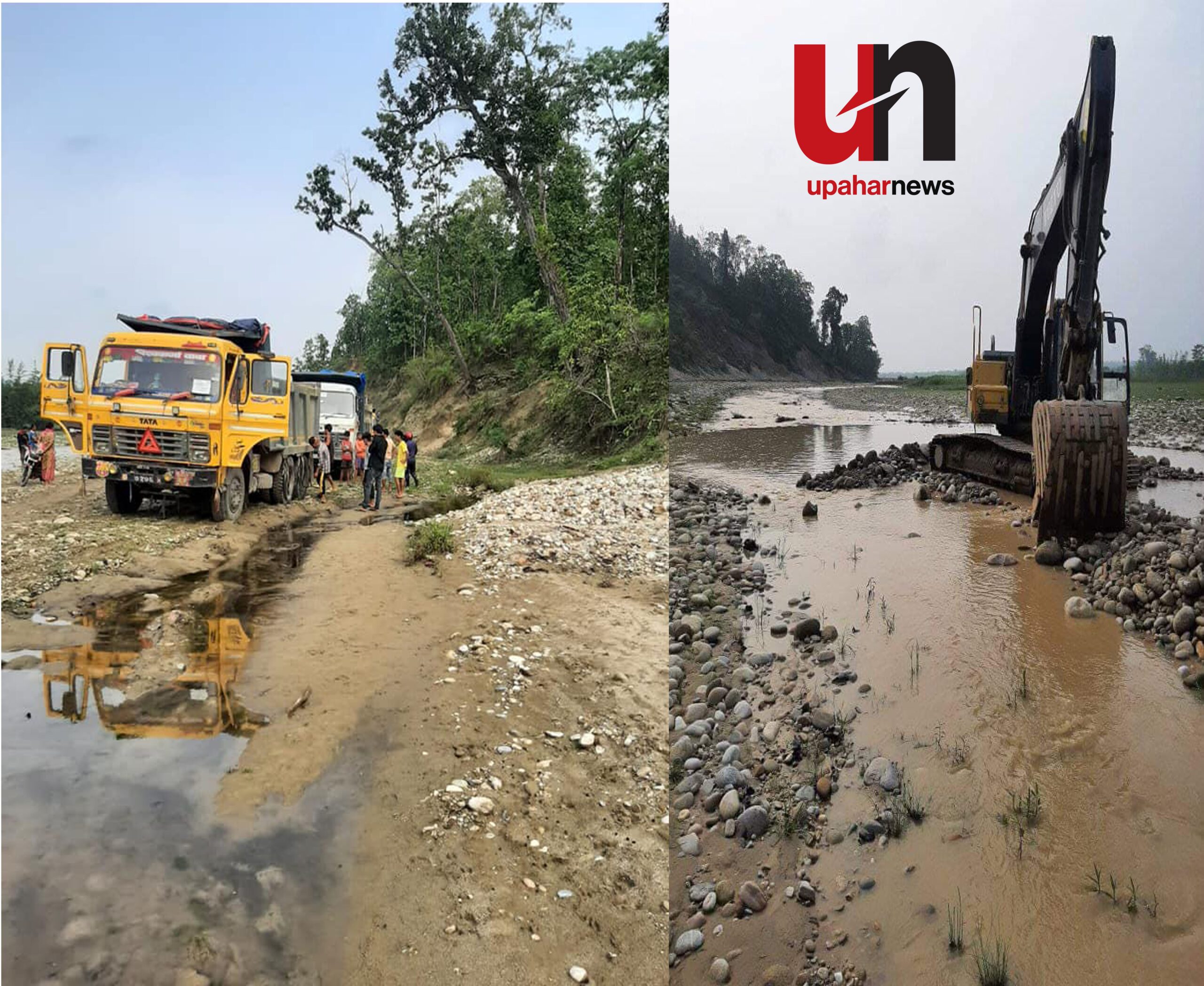 बेलकामा ढुंगा गिटि उत्खन्नमा अबरोध, स्काभेटर प्रहरी नियन्त्रणमा
