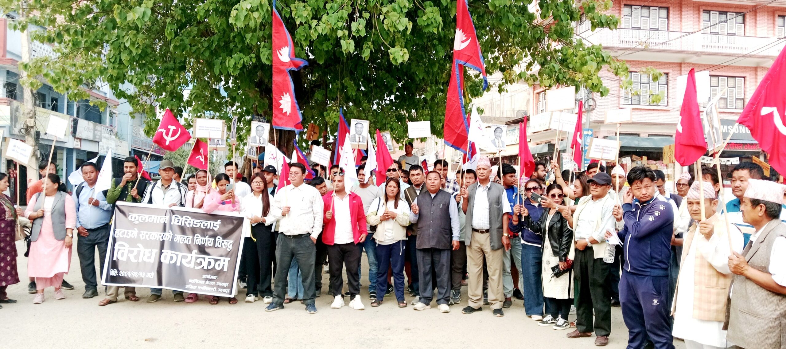 कुलमानको पुनर्वहालीकालागि गाईघाटमा वाईसिएल र अखिल क्रान्तिकारीको विरोध प्रदर्शन