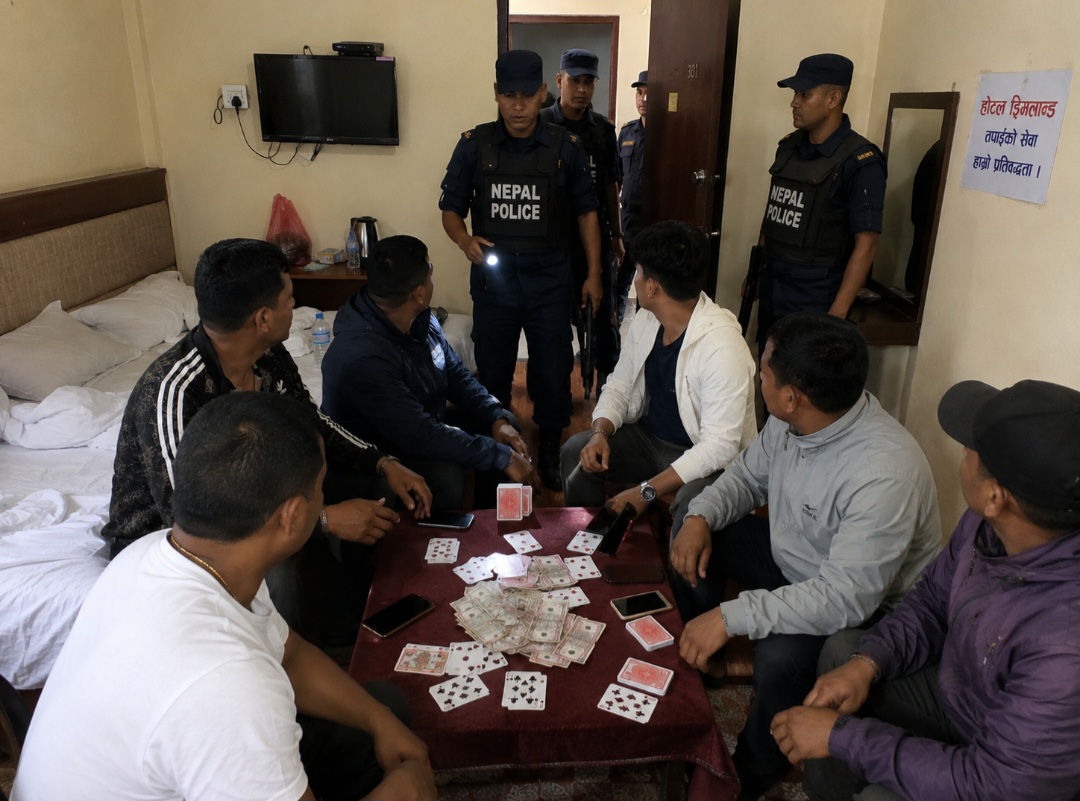 होटल ड्रिमलेण्डमा जुवातास खेल्दै गरेका ६ जना पक्राउ