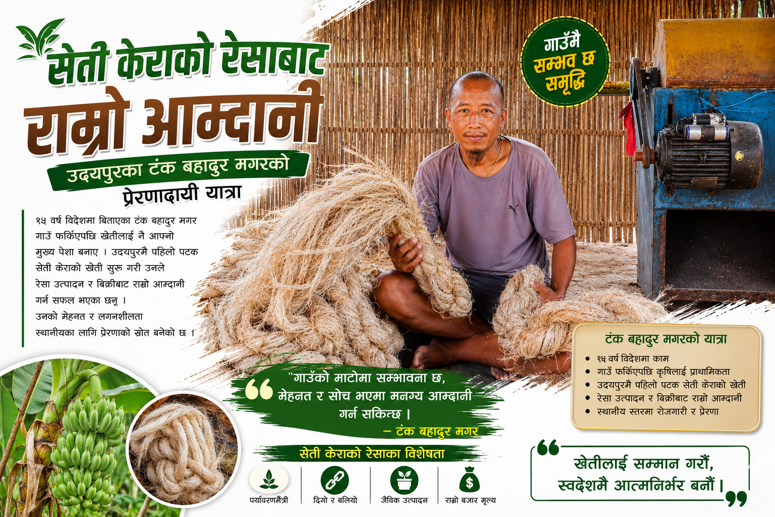 सेती केराको रेसाबाट सम्भावनाको नयाँ कथा लेख्दै टंक बहादुर मगर